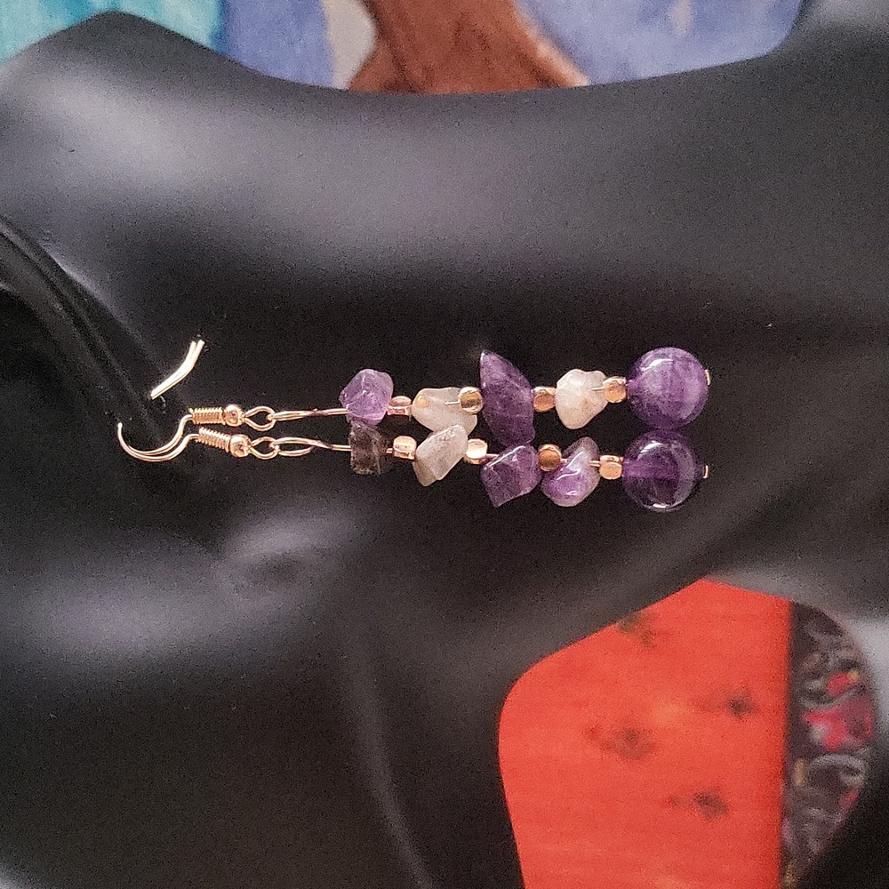 Gemstone Amethyst earrings - Picture 3 of 4